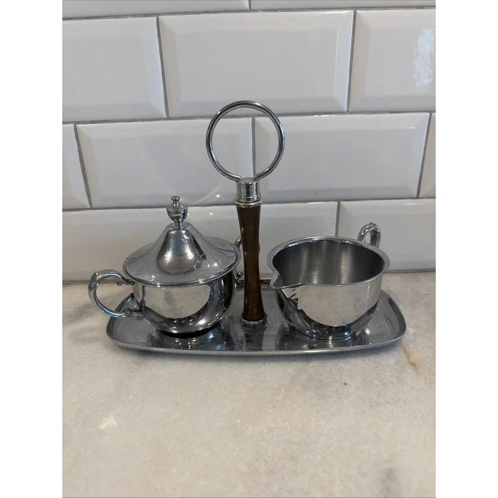 Vintage MCM Cream And Sugar‎ Set Krome Craft ES0001